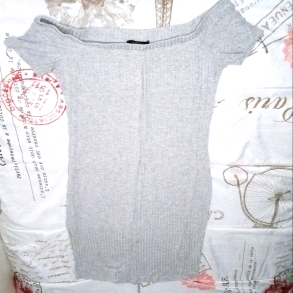 Large silver off the shoulder dress